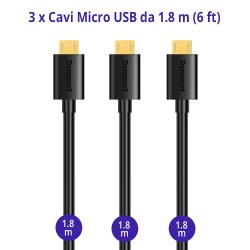Tronsmart MUPP2 Premium USB Cables 3 Pack (6ft*3 ) with Gold Connector