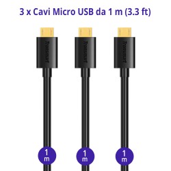 Tronsmart MUPP1 Premium USB Cables 3 Pack (3.3ft*3 ) with Gold Connector
