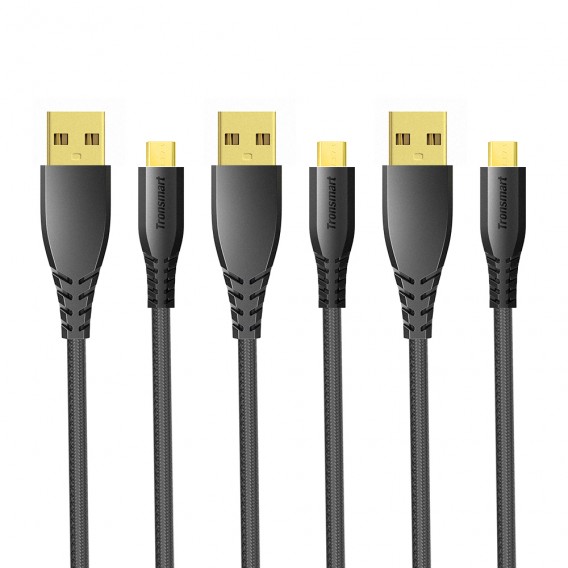 Tronsmart MUC02 Cavo USB Premium con connettore placcato oro (3 cavi Micro USB x1m)