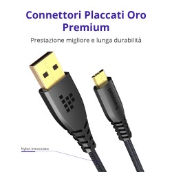 Tronsmart MUC02 Cavo USB Premium con connettore placcato oro (3 cavi Micro USB x1m)