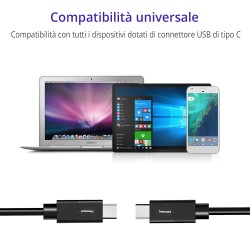 Tronsmart [2 Pack] CC04P Type-C (USB-C) Male to Type-A (USB-A) 2.0 Male Sync & Charging Cable (3.3ft, 1 x Black, 1 x White)